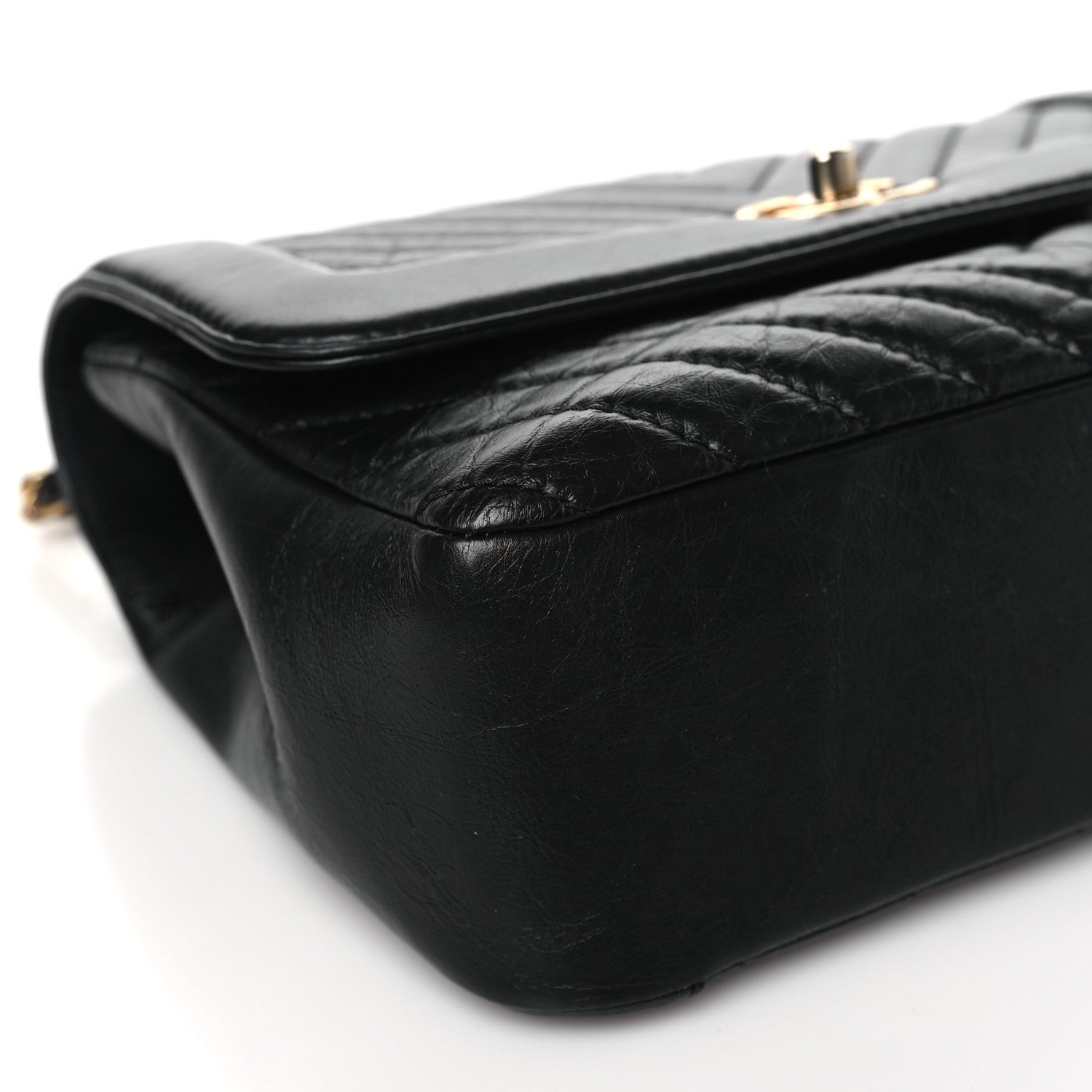 Chanel Calfskin Chevron Quilted Top Handle Flap Black 9 of 10