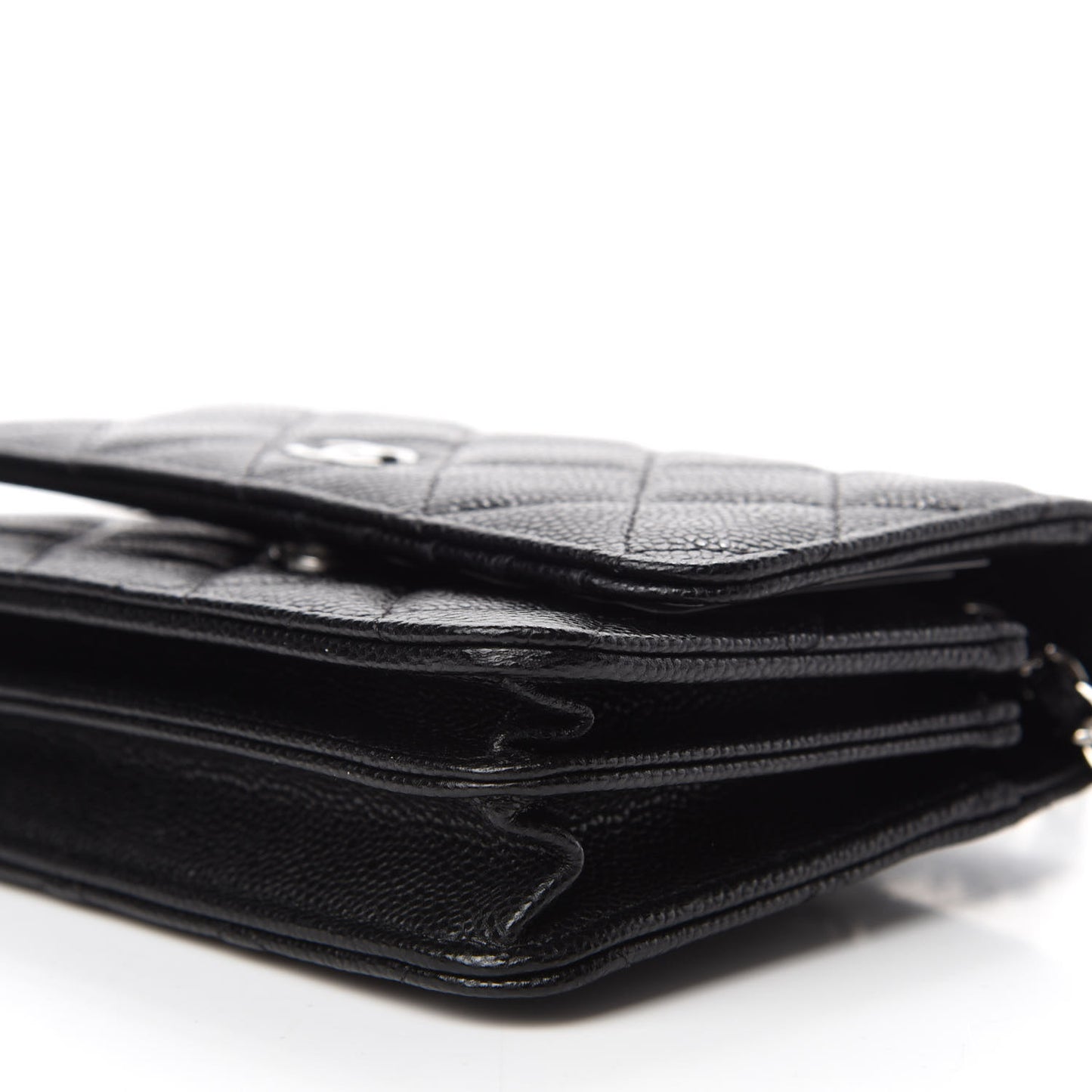 Caviar Quilted Mini Wallet On Chain WOC Black