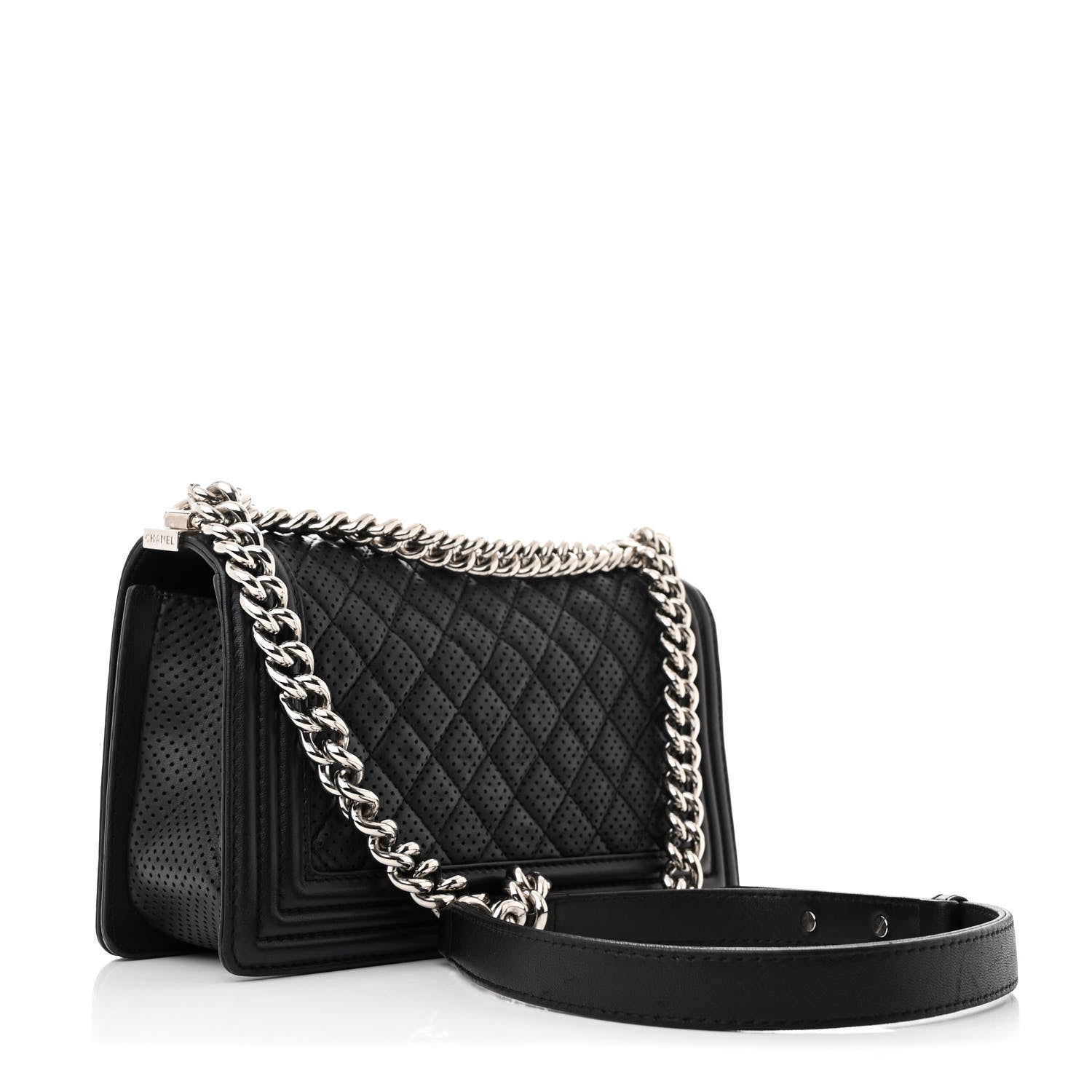Chanel Lambskin Perforated Medium Boy Flap Black 3 of 10