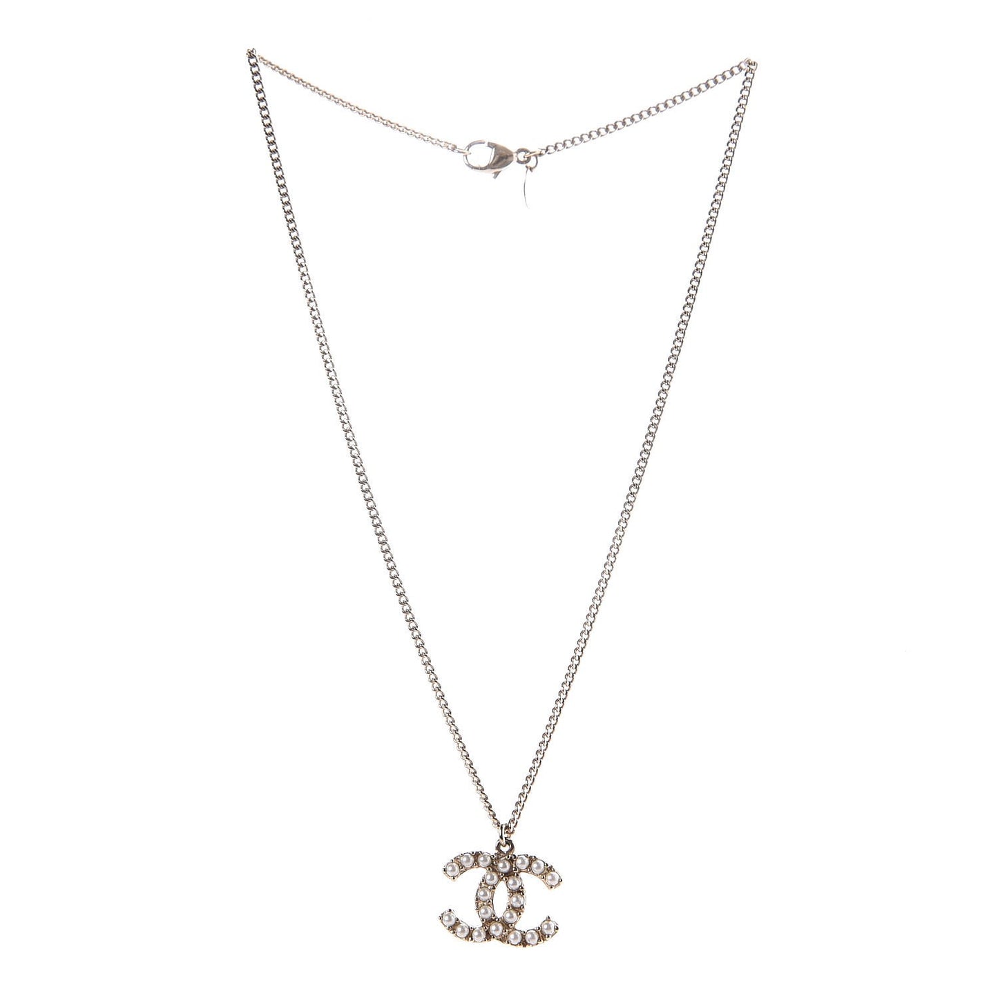 Pearl CC Pendant Necklace Light Gold