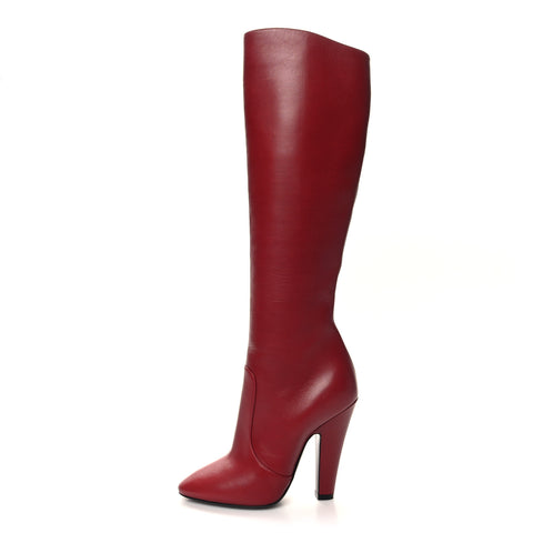 Calfskin Knee High Skinny Boots 35.5 Opyum Red