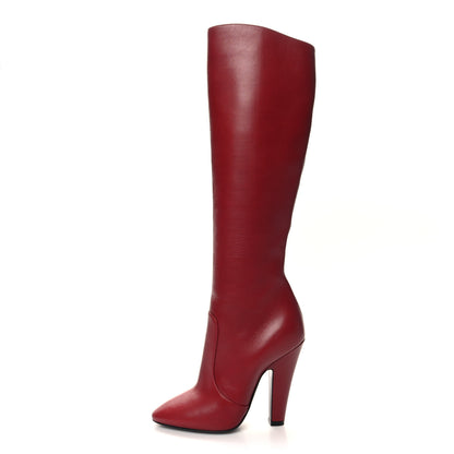 Saint Laurent Calfskin Knee High Skinny Boots 35.5 Opyum Red 1 of 7