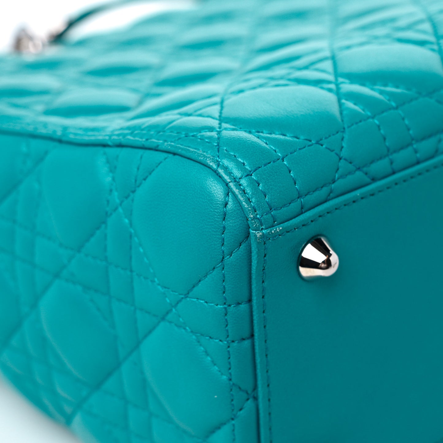 Lambskin Cannage Large Lady Dior Turquoise