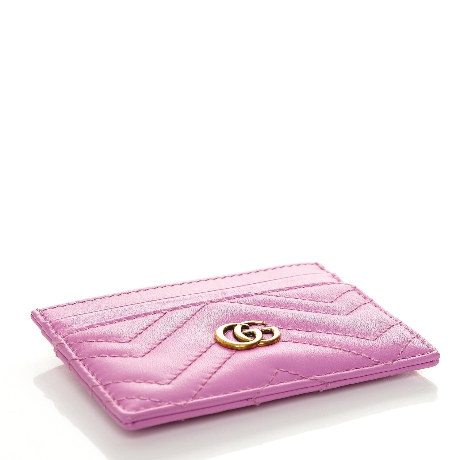 Gucci Calfskin Matelasse GG Marmont Card Holder Candy Mousse 4 of 6
