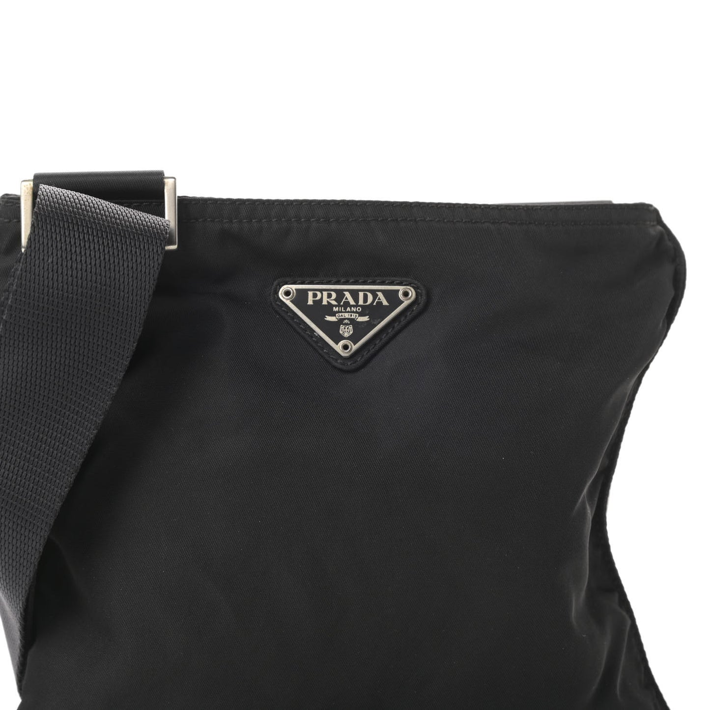 Tessuto Nylon Saffiano Flat Messenger Bag Black