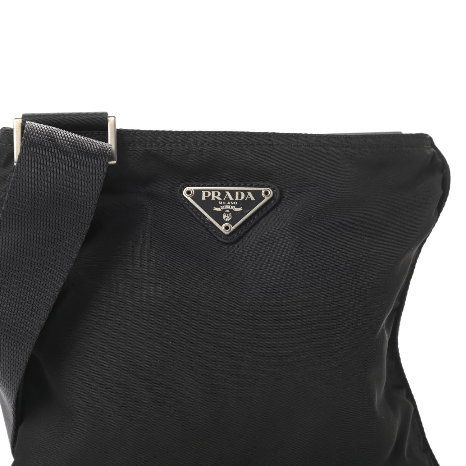 Prada Tessuto Nylon Saffiano Flat Messenger Bag Black 8 of 10