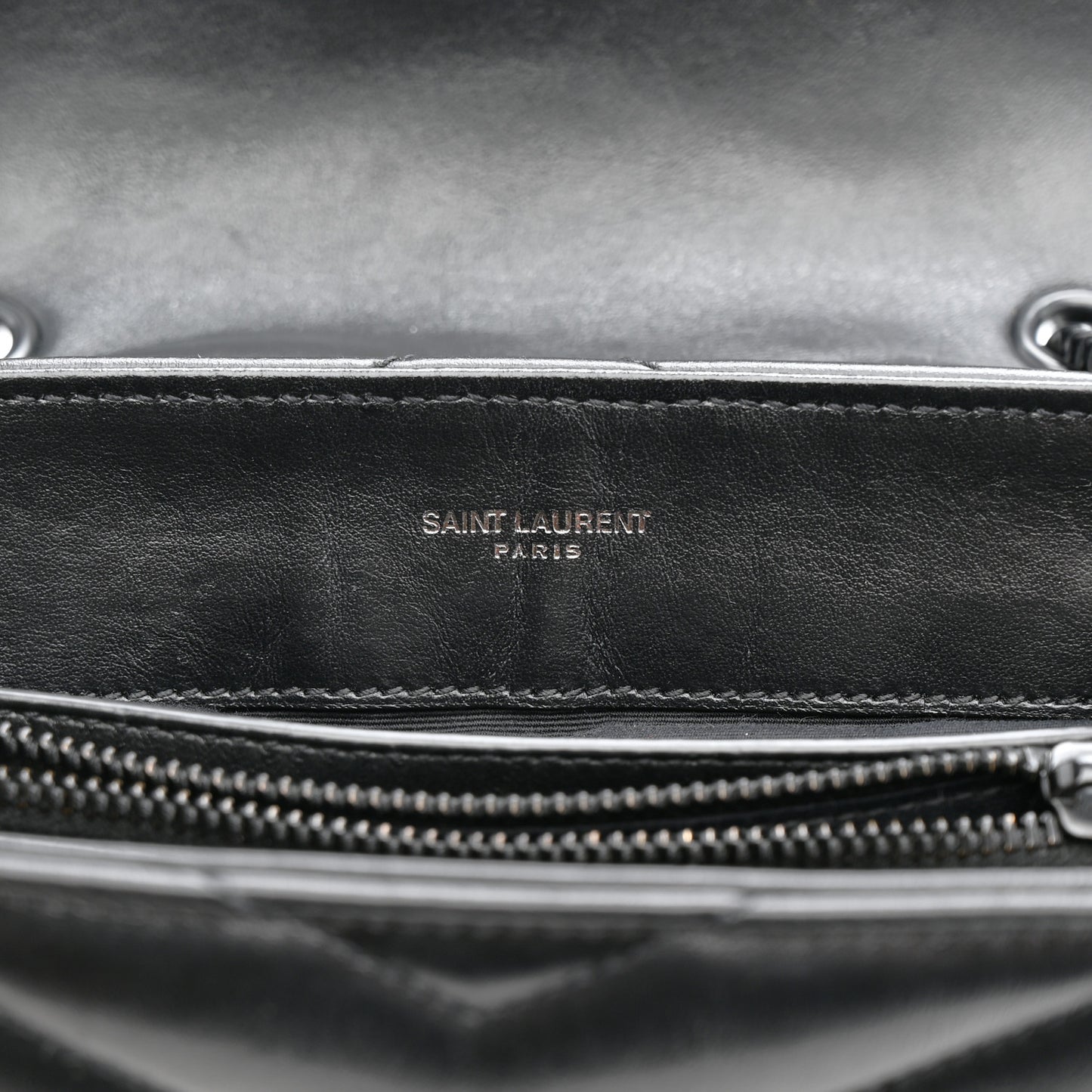 Calfskin Y Quilted Monogram Monochrome Small Loulou Chain Satchel Black