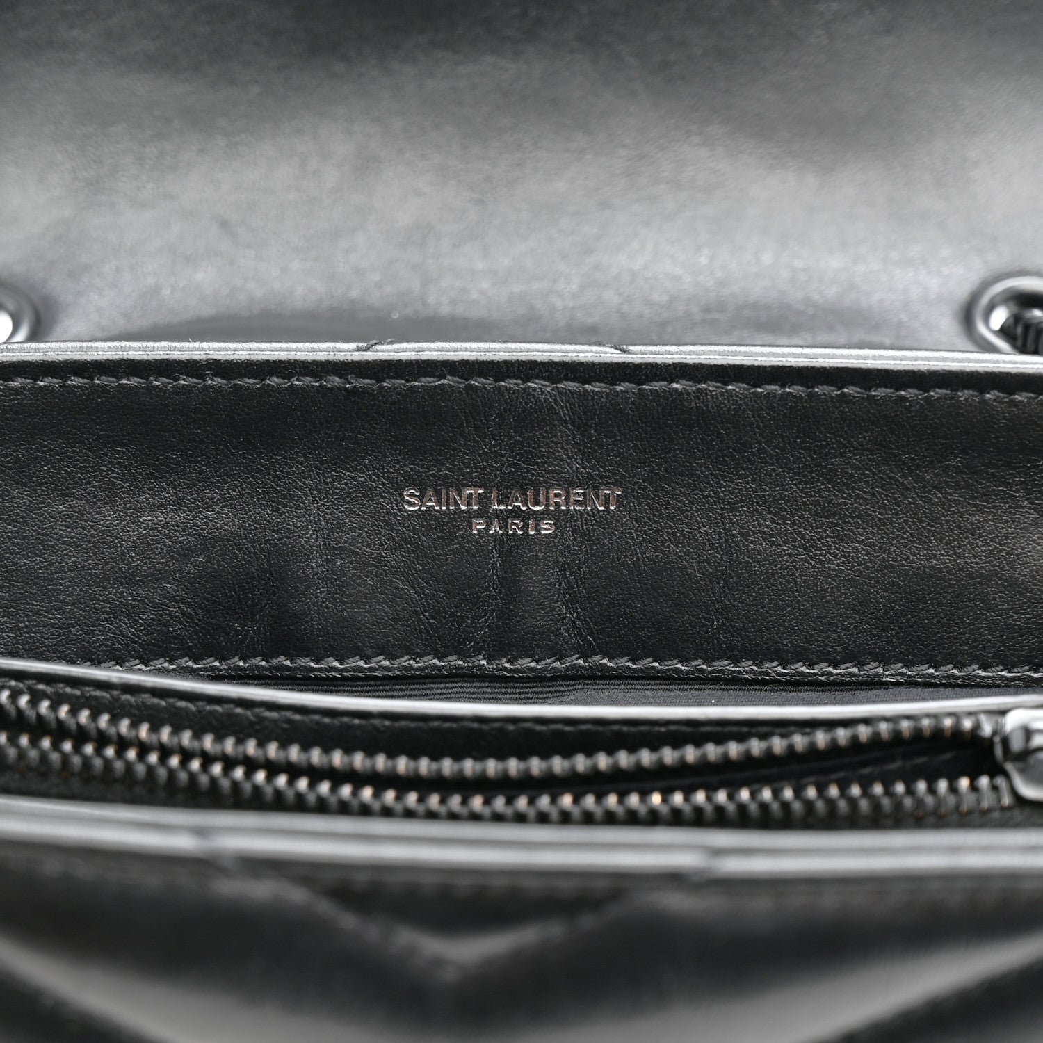 Saint Laurent Calfskin Y Quilted Monogram Monochrome Small Loulou Chain Satchel Black 13 of 15
