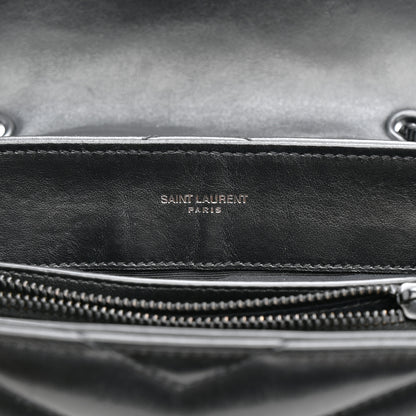 Saint Laurent Calfskin Y Quilted Monogram Monochrome Small Loulou Chain Satchel Black 13 of 15