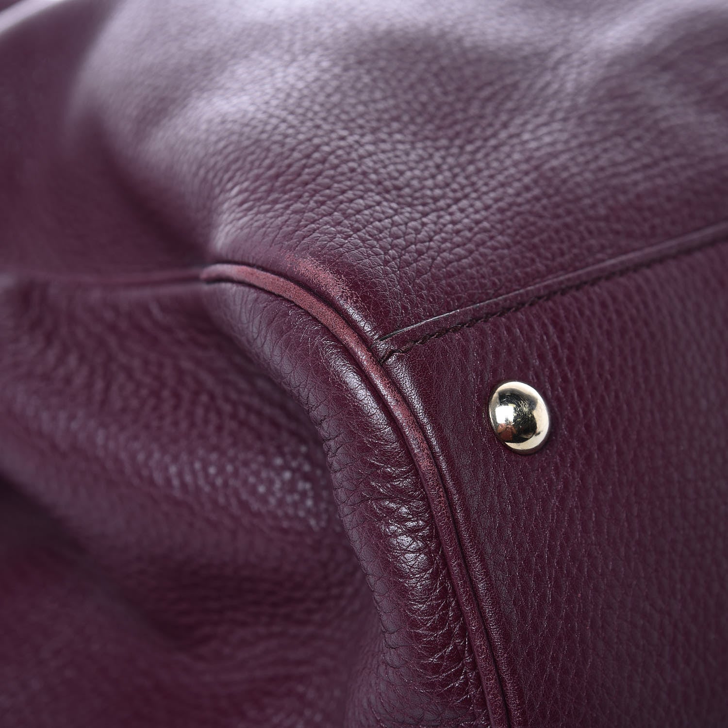 Gucci Pebbled Calfskin Large Bamboo Shopper Tote Burgundy 12 of 15