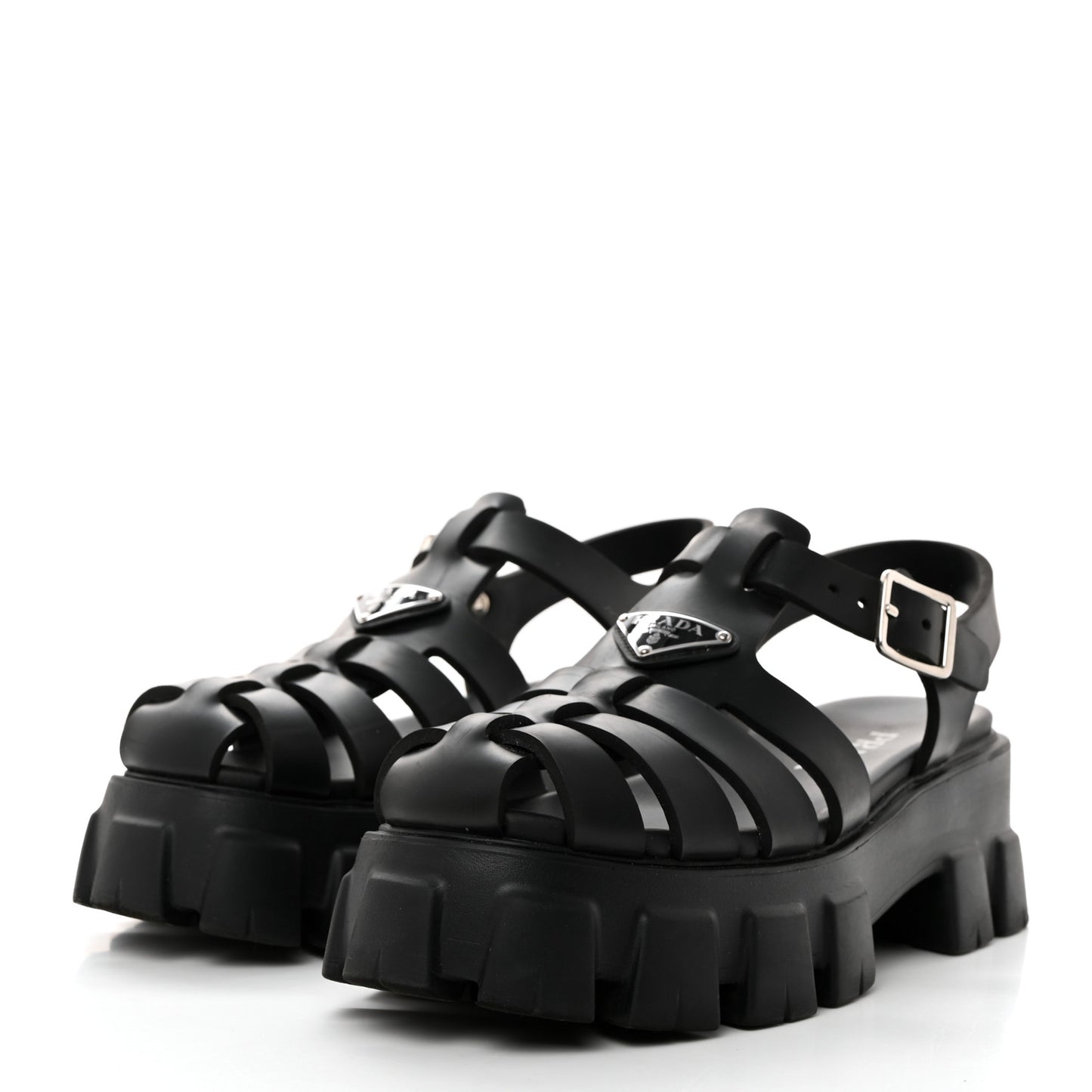 Foam Rubber Triangle Logo Monolith 55mm Cage Sandals 40 Black