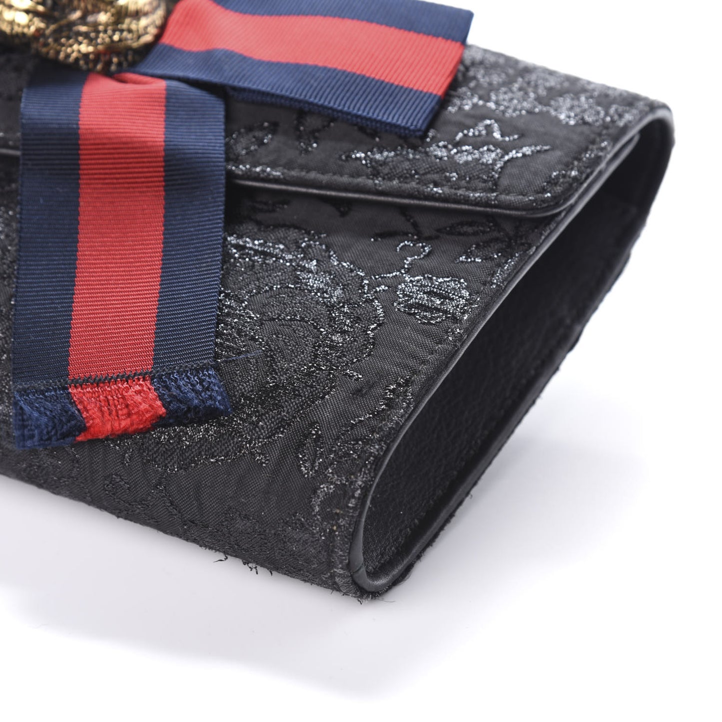 Lurex Brocade Animalier Broadway Clutch Black