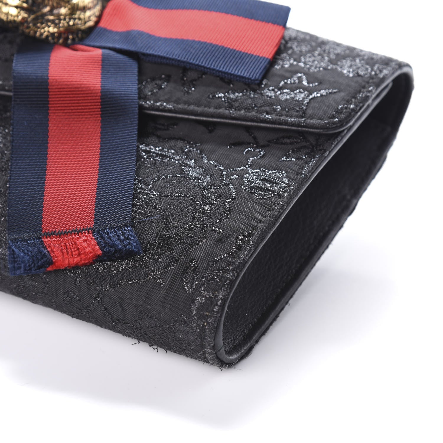 Gucci Lurex Brocade Animalier Broadway Clutch Black 8 of 8