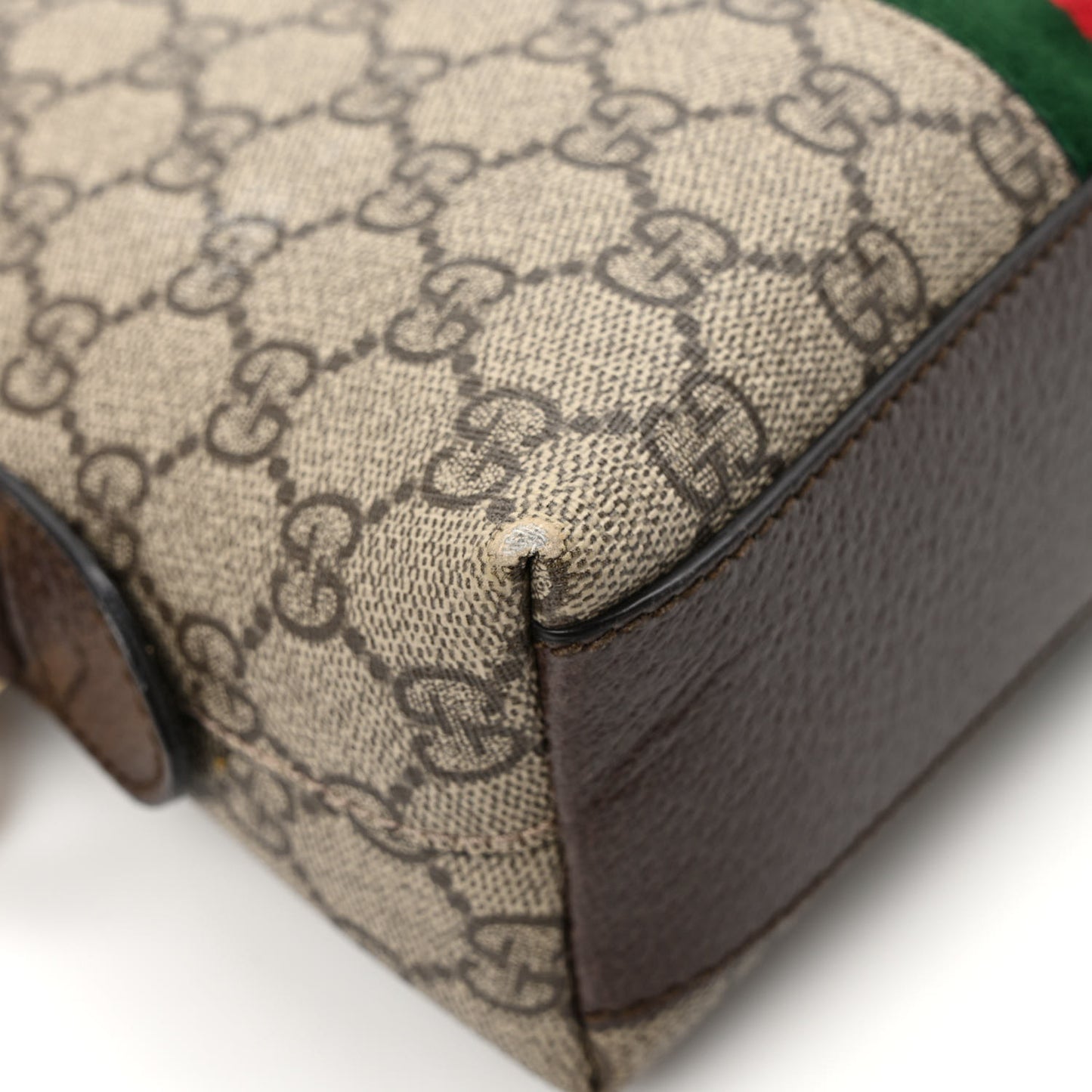 GG Supreme Monogram Textured Dollar Calfskin Web Small Ophidia Dome Shoulder Bag Beige Ebony New Acero