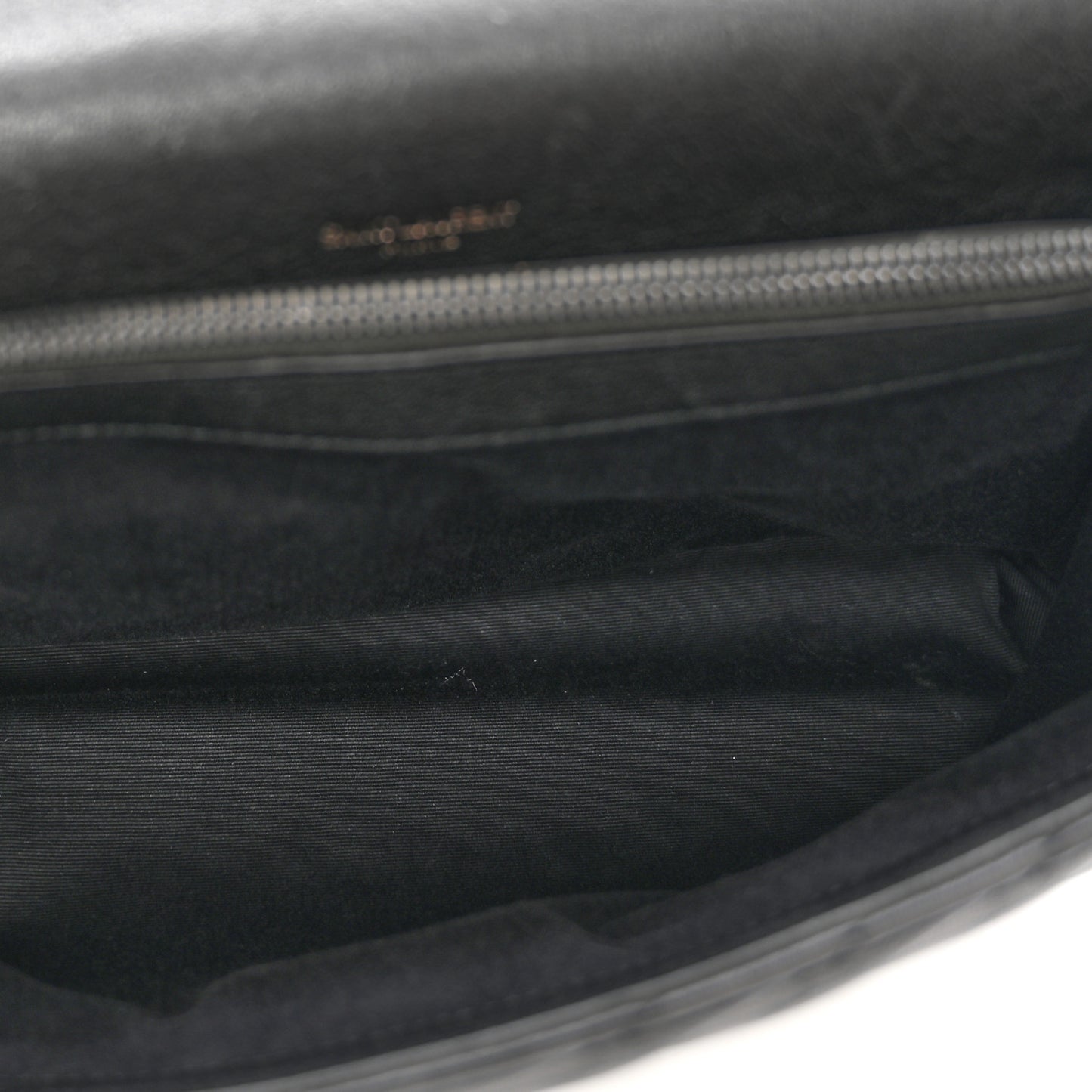 Sheepskin Matelasse Chevron Monogram Monochrome Large College Bag Black