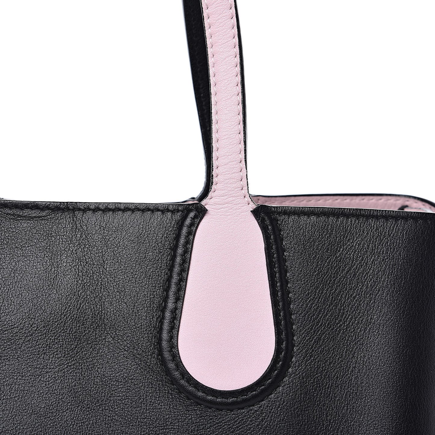 Calfskin Small Addict Shopping Tote Black Pink