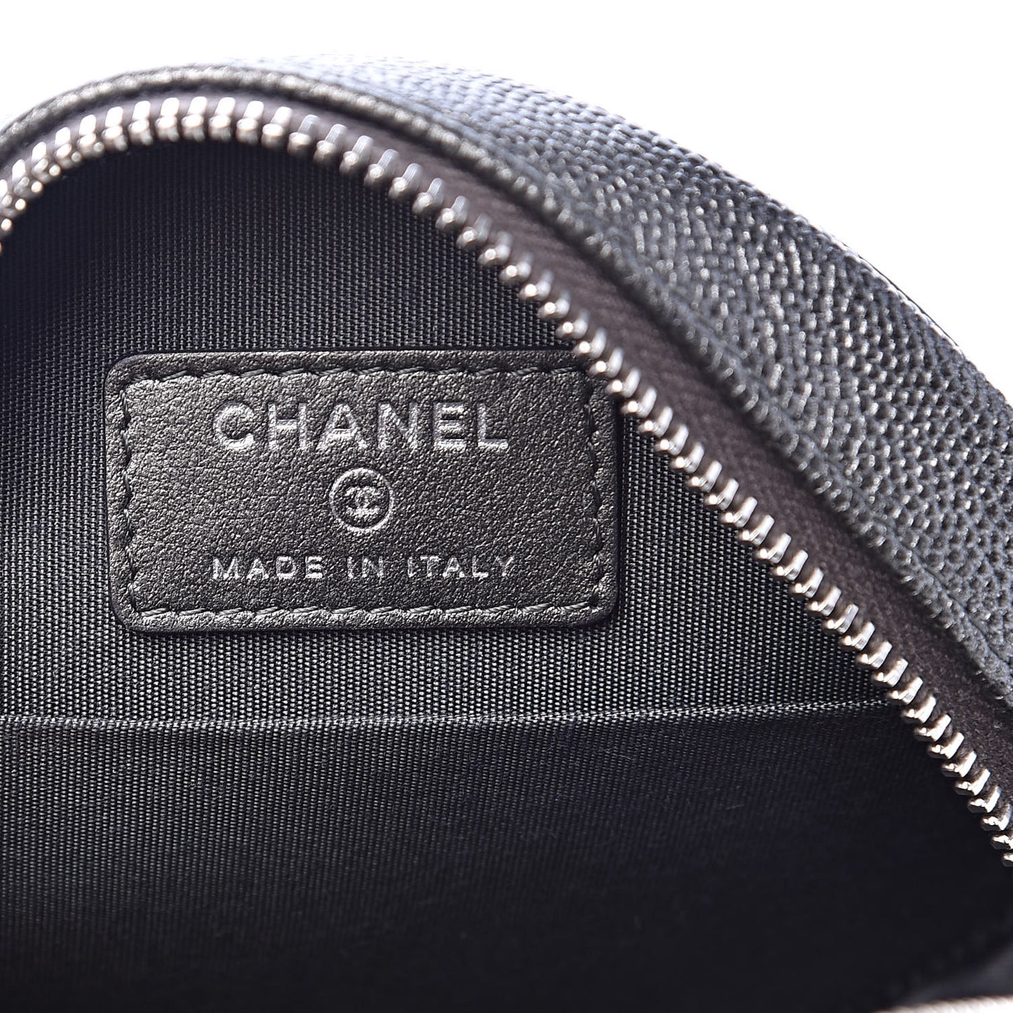 Metallic Caviar Quilted Round Filigree Crossbody Dark Silver