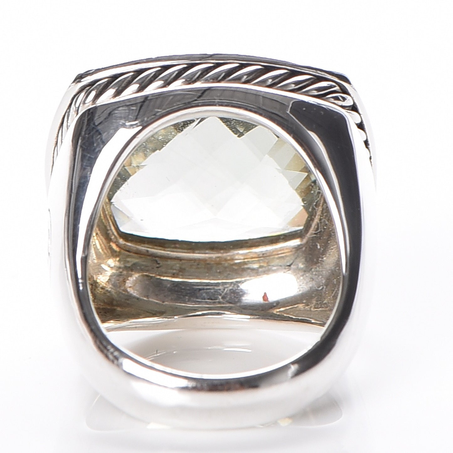 Sterling Silver Diamond Prasiolite 17mm Albion Ring 52 6
