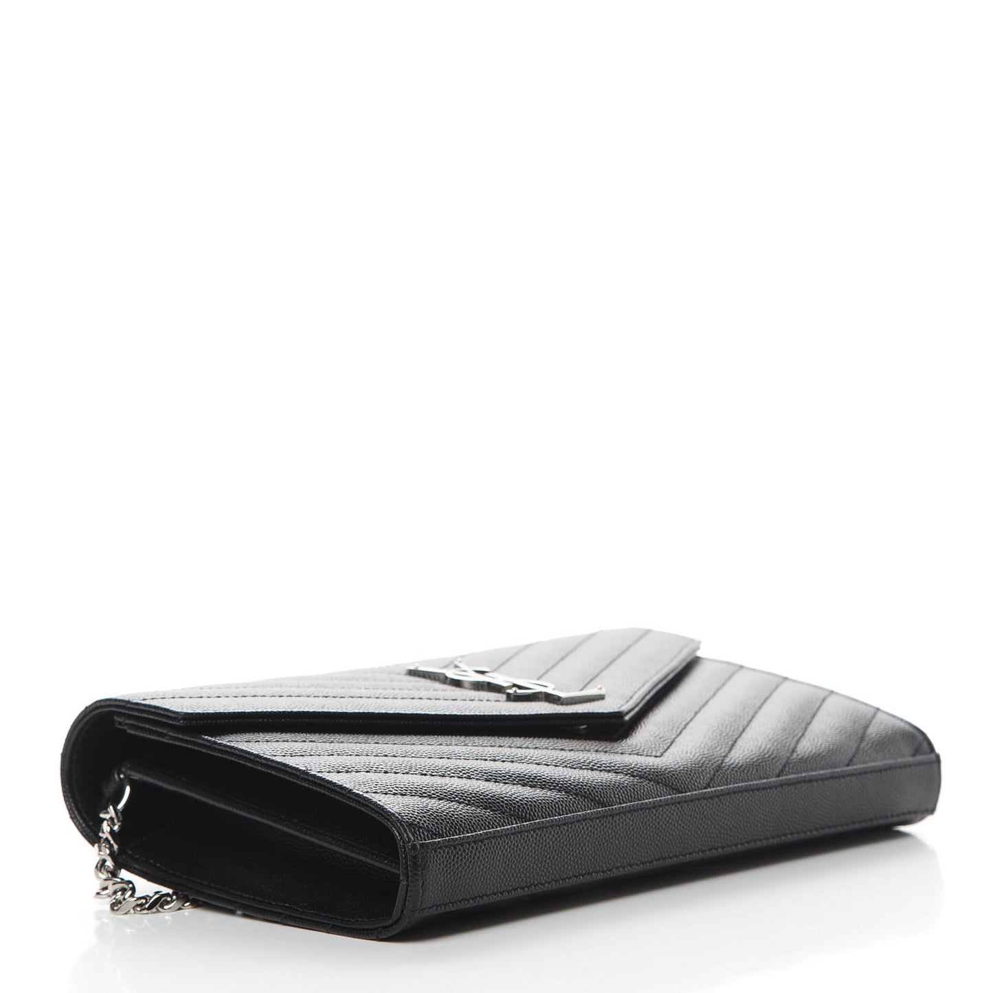 Grain De Poudre Matelasse Chevron Monogram Chain Wallet Black