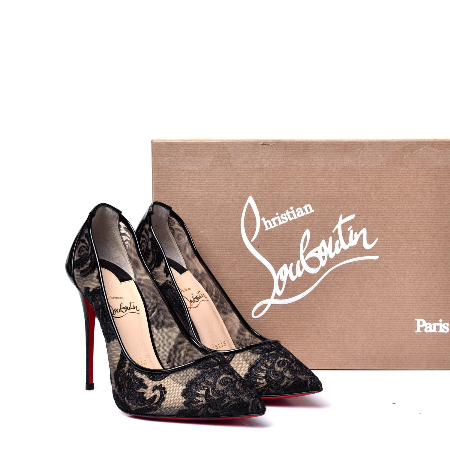 Christian Louboutin Dentelle Chantilly Follies Lace 100 Pumps 36 Black 10 of 10