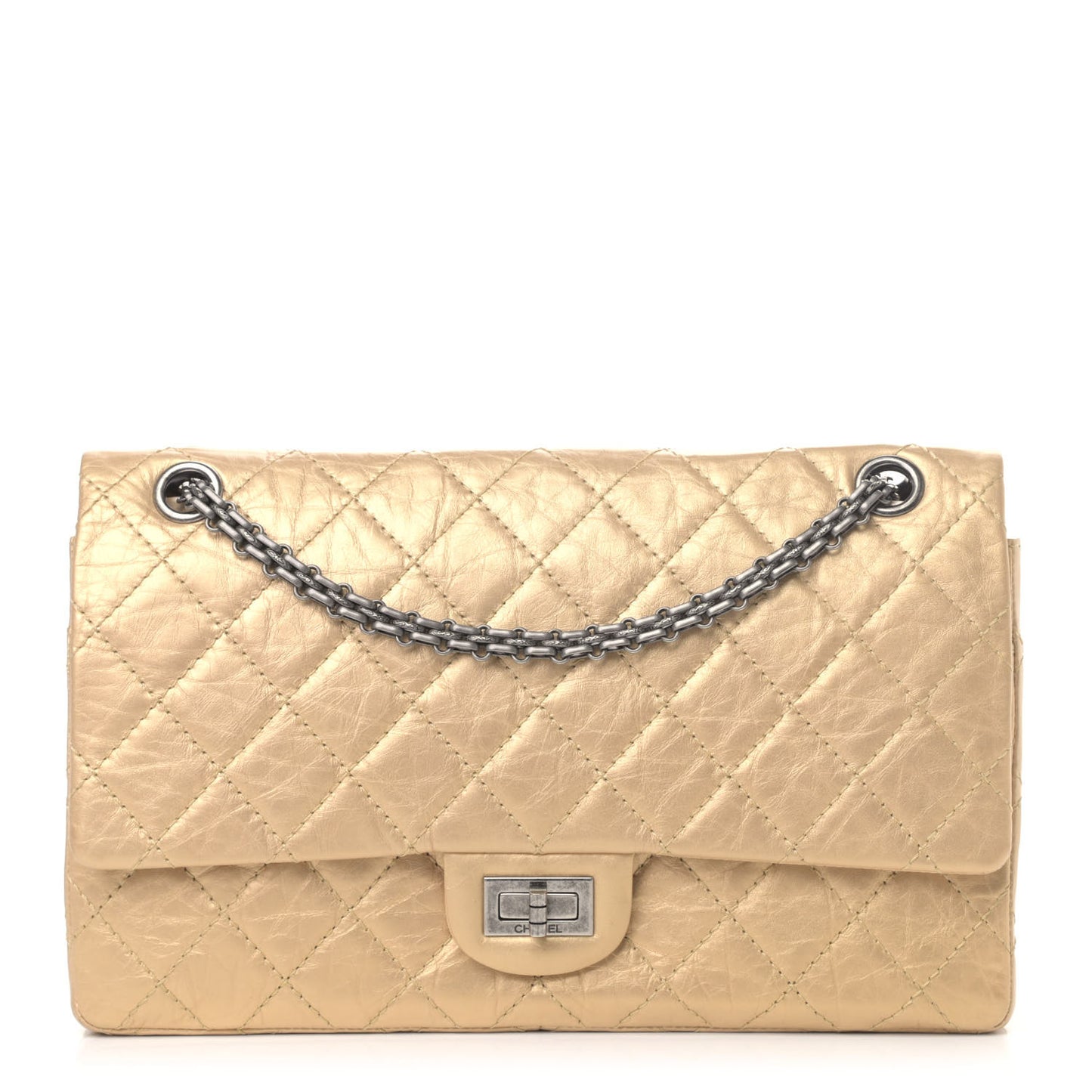 Metallic Aged Calfskin Quilted 2.55 Reissue 226 Flap Gold