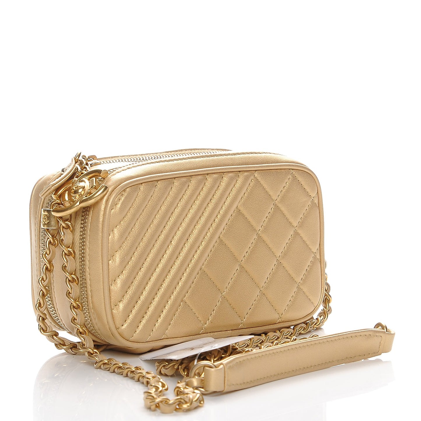 Metallic Lambskin Mini Coco Boy Camera Bag Gold