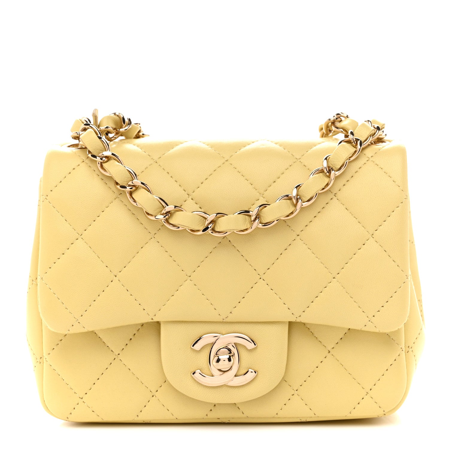 Chanel Lambskin Quilted Mini Square Flap Light Yellow 1 of 11