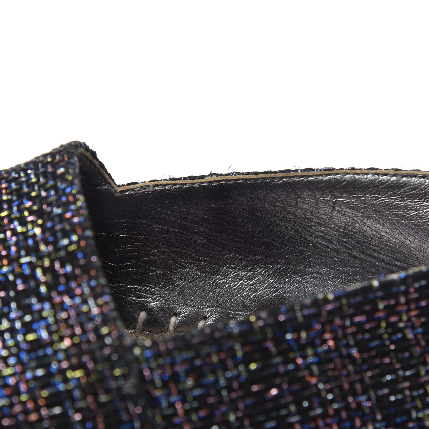 Tweed Patent Goatskin CC Espadrilles 36 Black Pink Yellow Silver