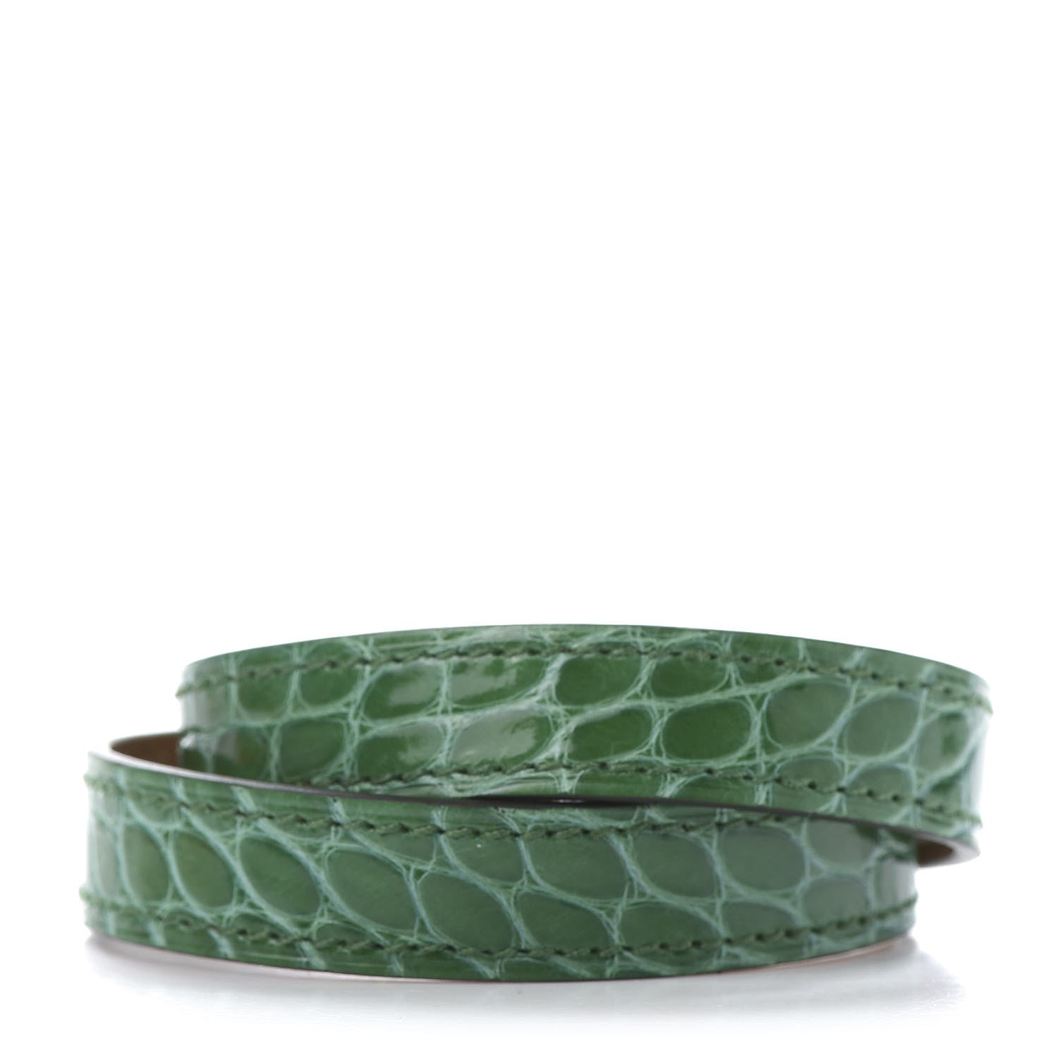 Hermes Shiny Alligator Kelly Double Tour Bracelet Cactus 3 of 6