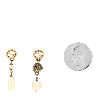 Gucci Pearl Interlocking G Flower Earrings Gold 2 of 5
