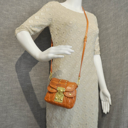 Miu Miu Leather Matelasse Lux Coffer Sling Papaya 2 of 9
