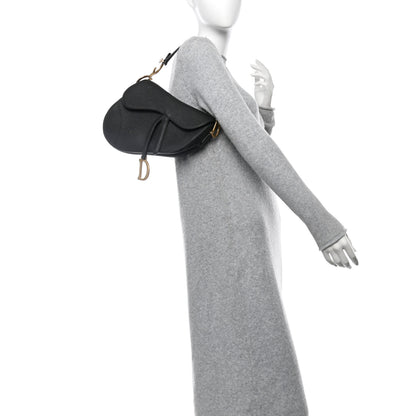 Christian Dior Grained Calfskin Saddle Bag Black 2 of 15