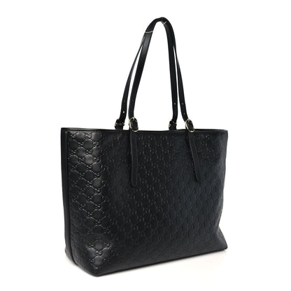 Gucci GG Calfskin Embossed Emblem Large Tote Bag Black 3 of 10