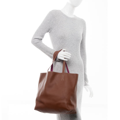 Hermes Taurillon Clemence Double Sens 45 Reversible Tote Marron Tosca 2 of 7