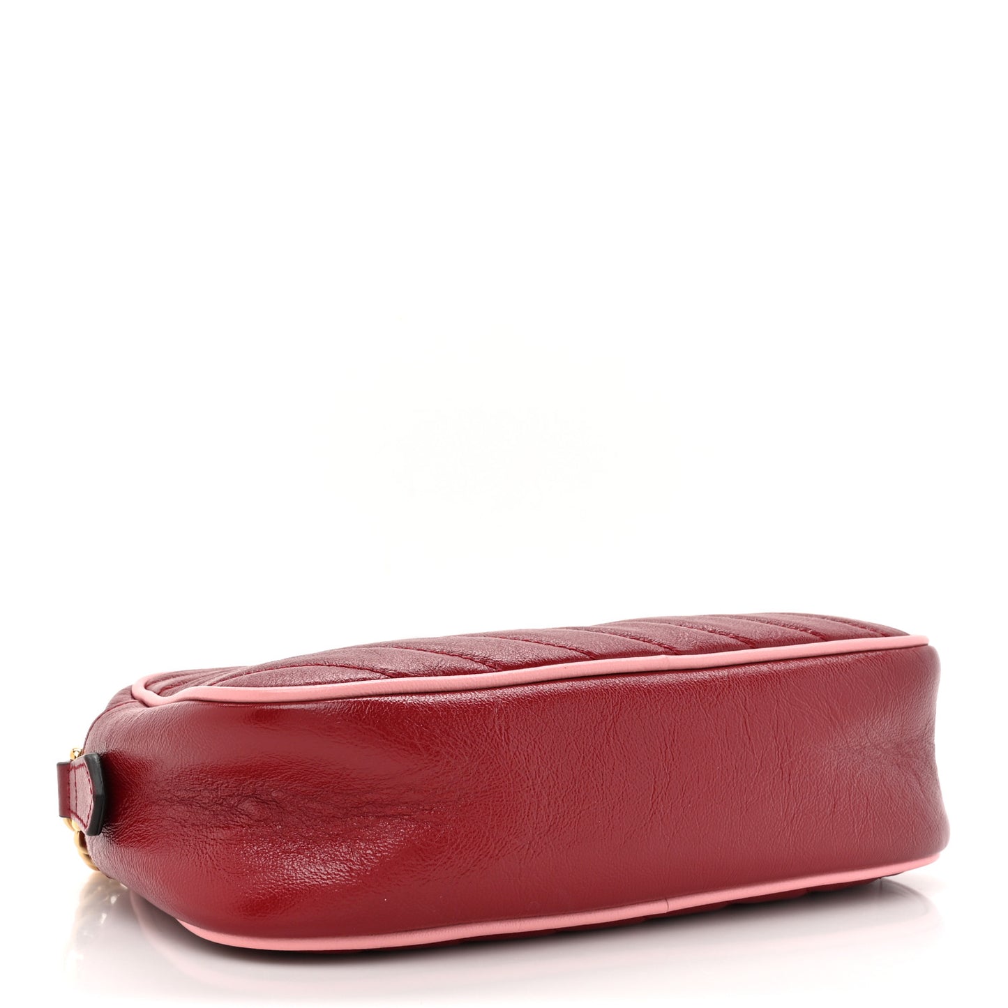 Azalea Calfskin Enamel Matelasse Diagonal Small Torchon GG Marmont Chain Shoulder Bag New Cherry Red Wild Rose