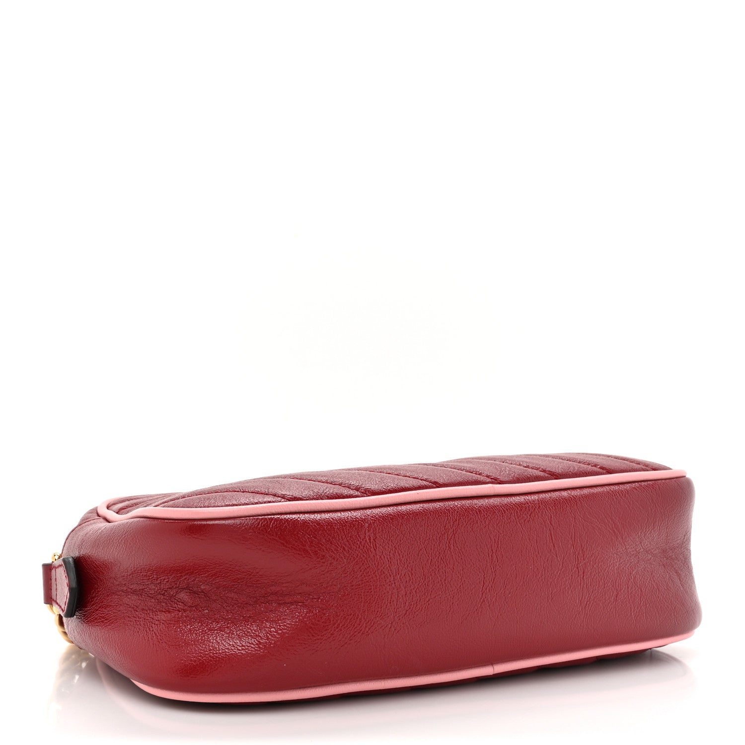 Gucci Azalea Calfskin Enamel Matelasse Diagonal Small Torchon GG Marmont Chain Shoulder Bag New Cherry Red Wild Rose 4 of 10