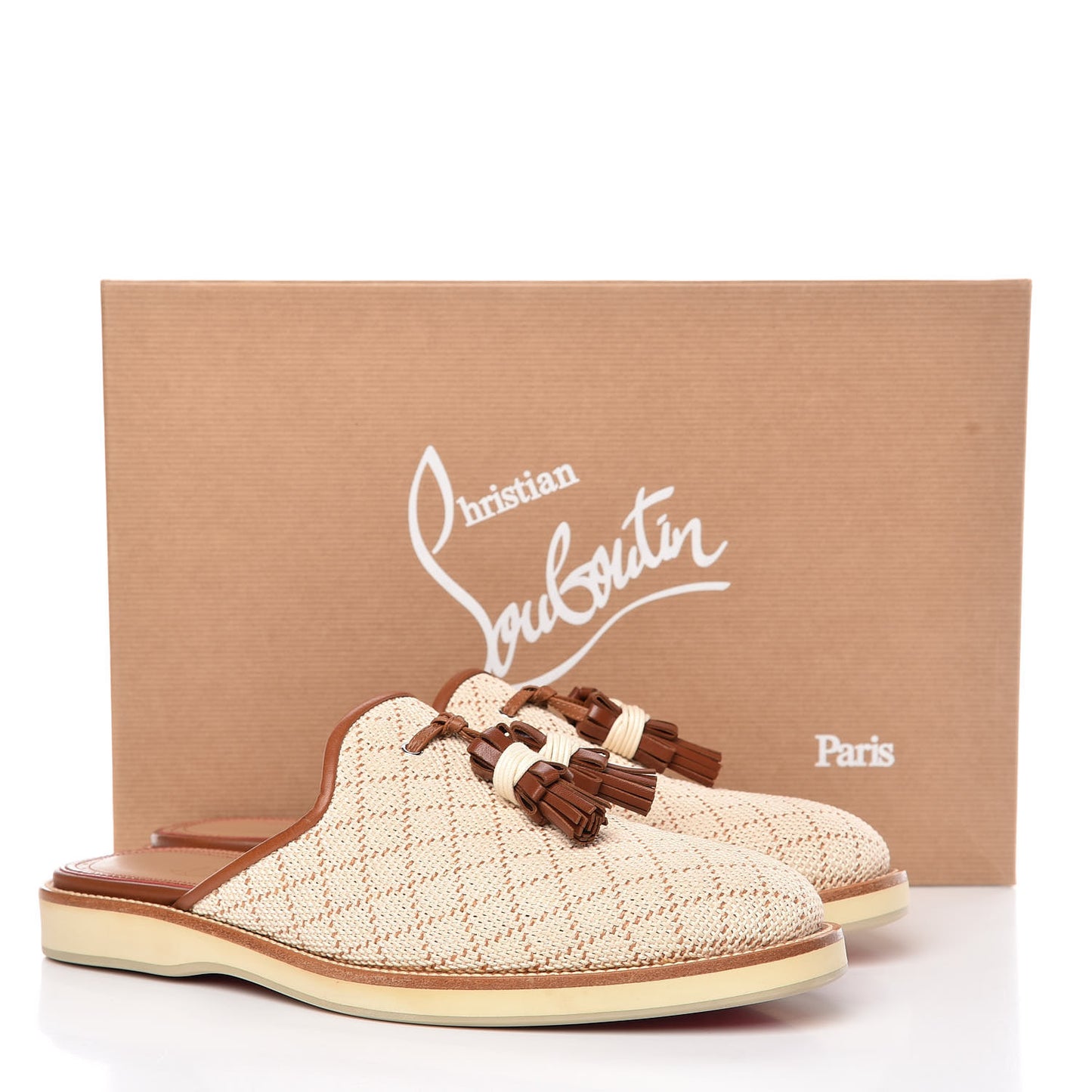 Calfskin Nappa Paille Matelasse Mens Youseffo Flat 41 Beige Cuoio