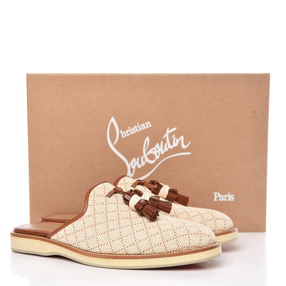 Christian Louboutin Calfskin Nappa Paille Matelasse Mens Youseffo Flat 41 Beige Cuoio 9 of 9