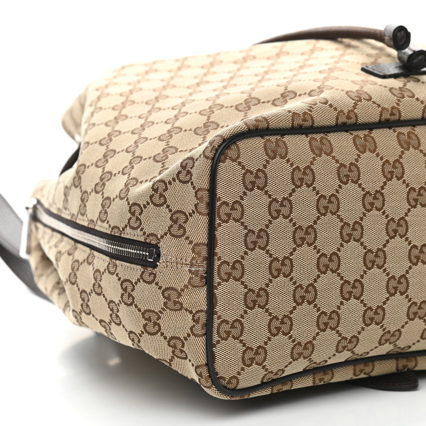 Monogram Dollar Calfskin O Drawstring Backpack Beige Ebony Testa di Moro Dark Chocolate