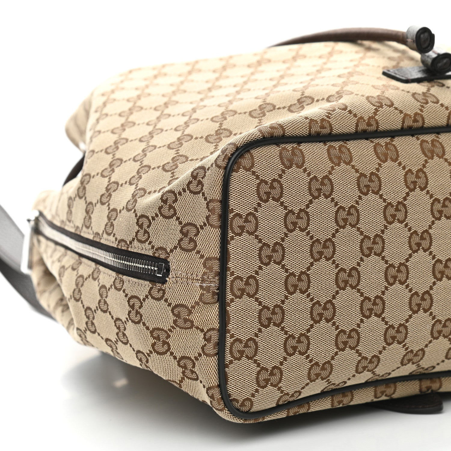 Gucci Monogram Dollar Calfskin O Drawstring Backpack Beige Ebony Testa di Moro Dark Chocolate 9 of 10