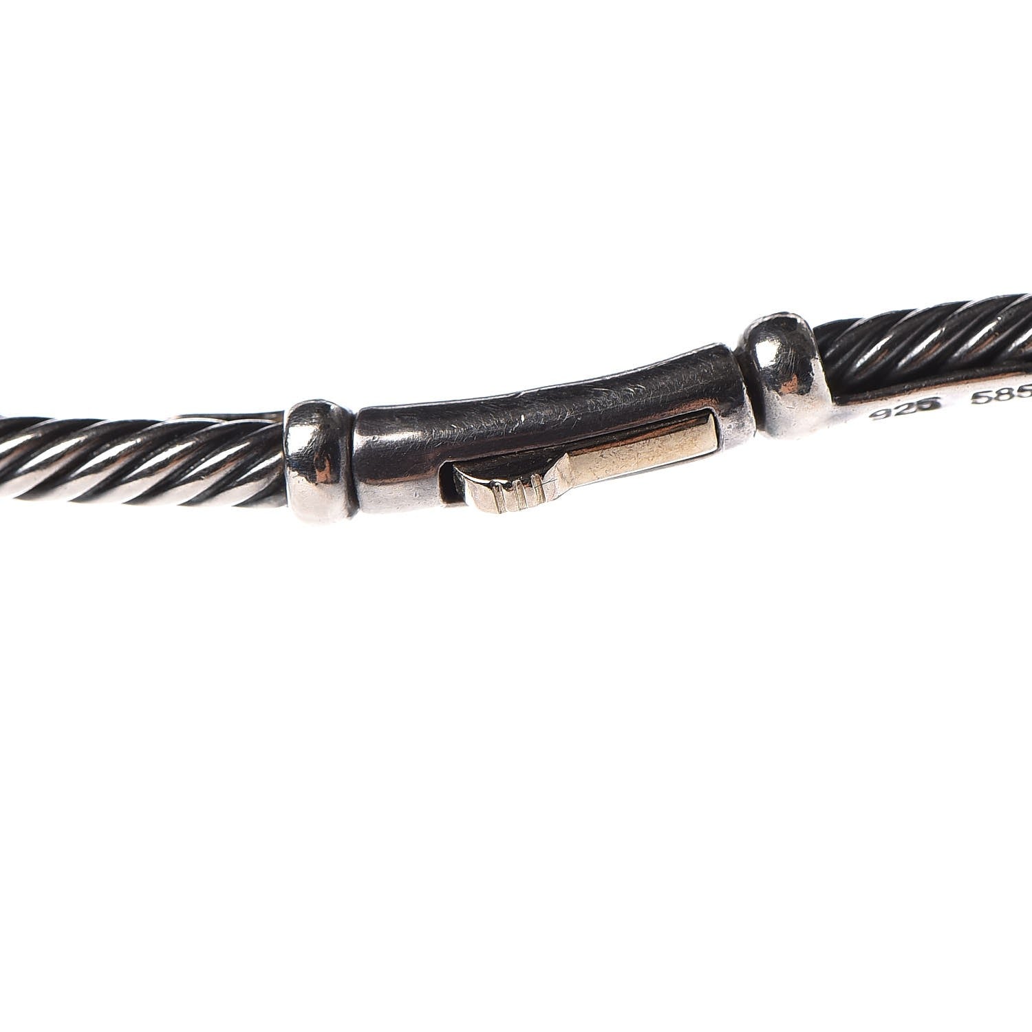 David Yurman Sterling Silver 14K Yellow Gold Pearl Hampton Cable Choker Necklace 3 of 6
