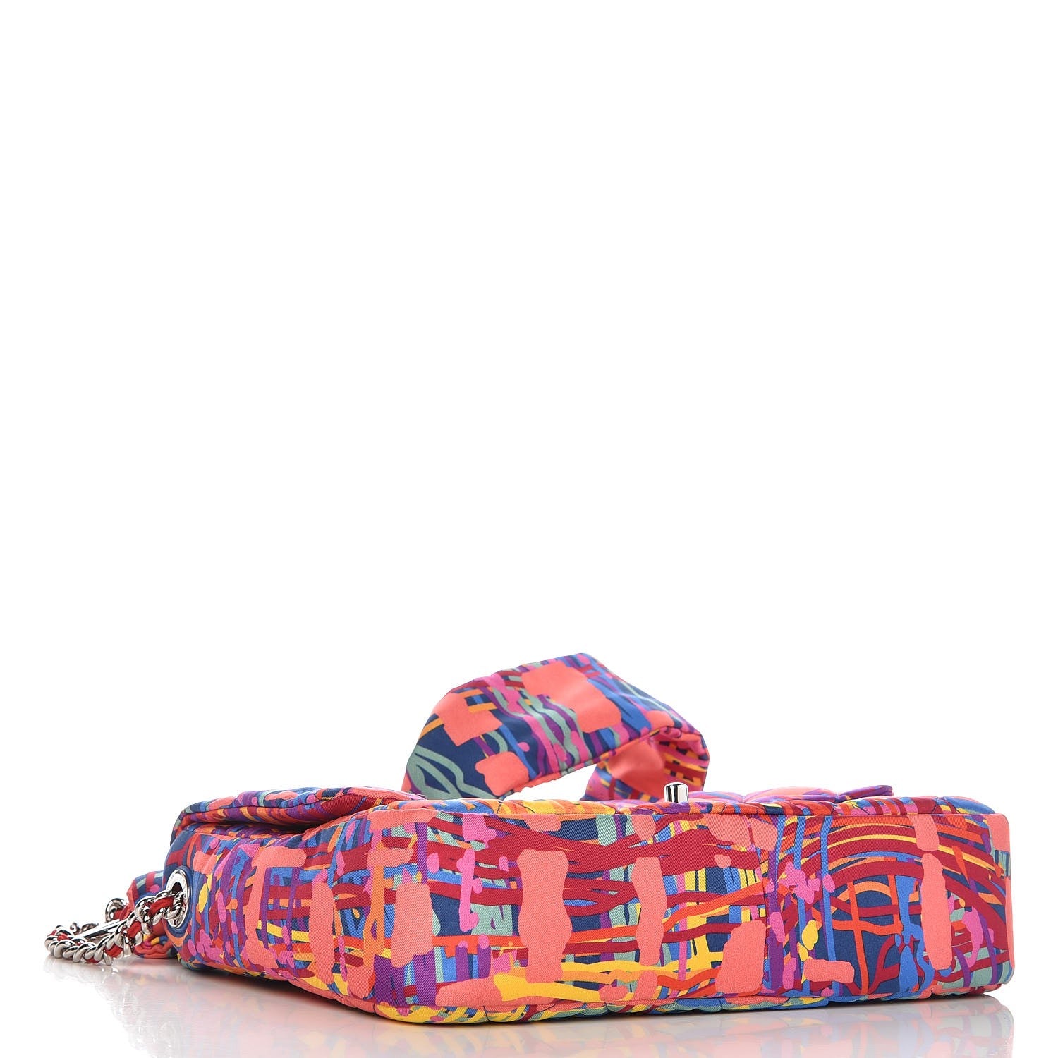 Chanel Foulard Fabric Quilted Printed Medium Flap Pink 4 of 9
