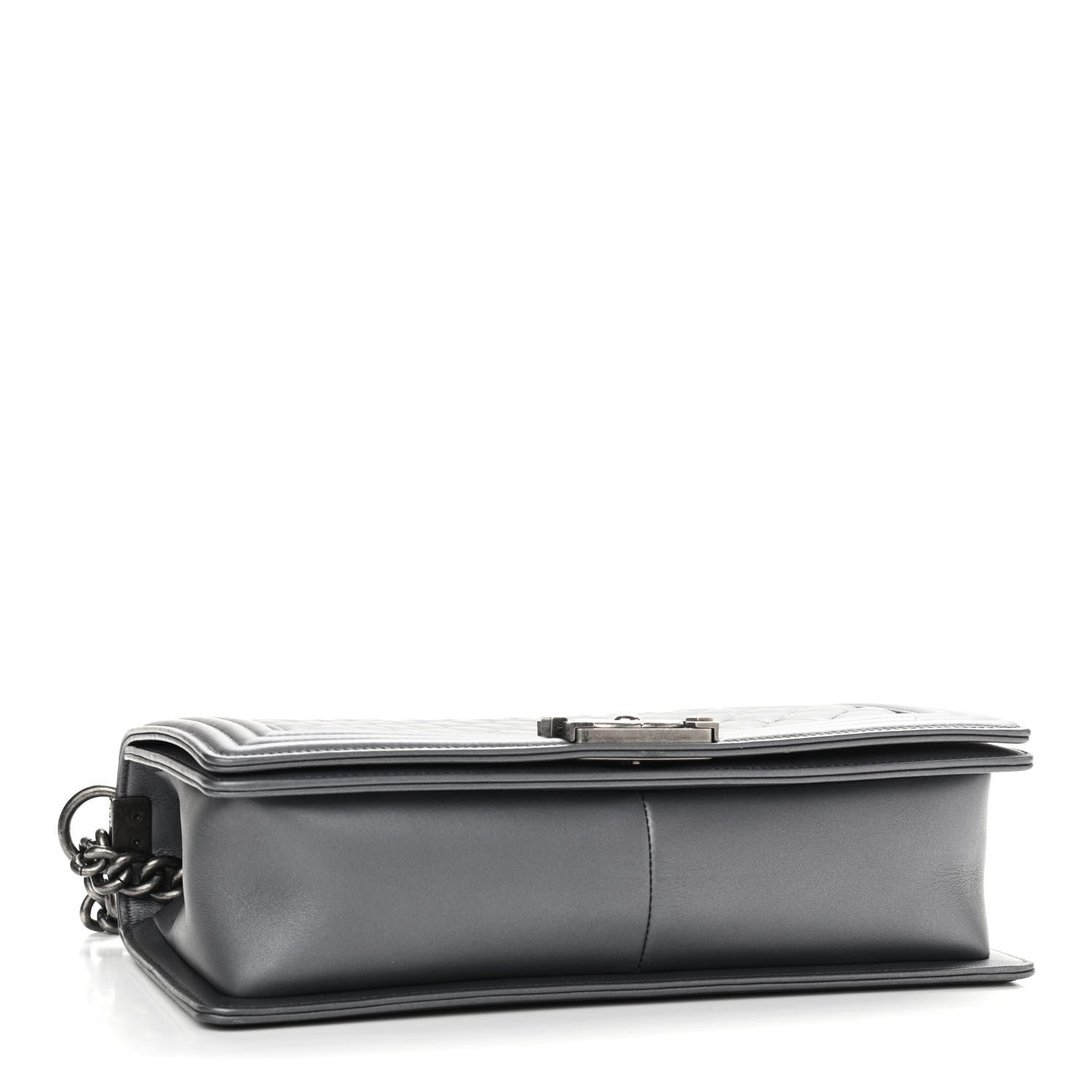 Chanel Metallic Lambskin Quilted New Medium Boy Flap Dark Silver 4 of 10