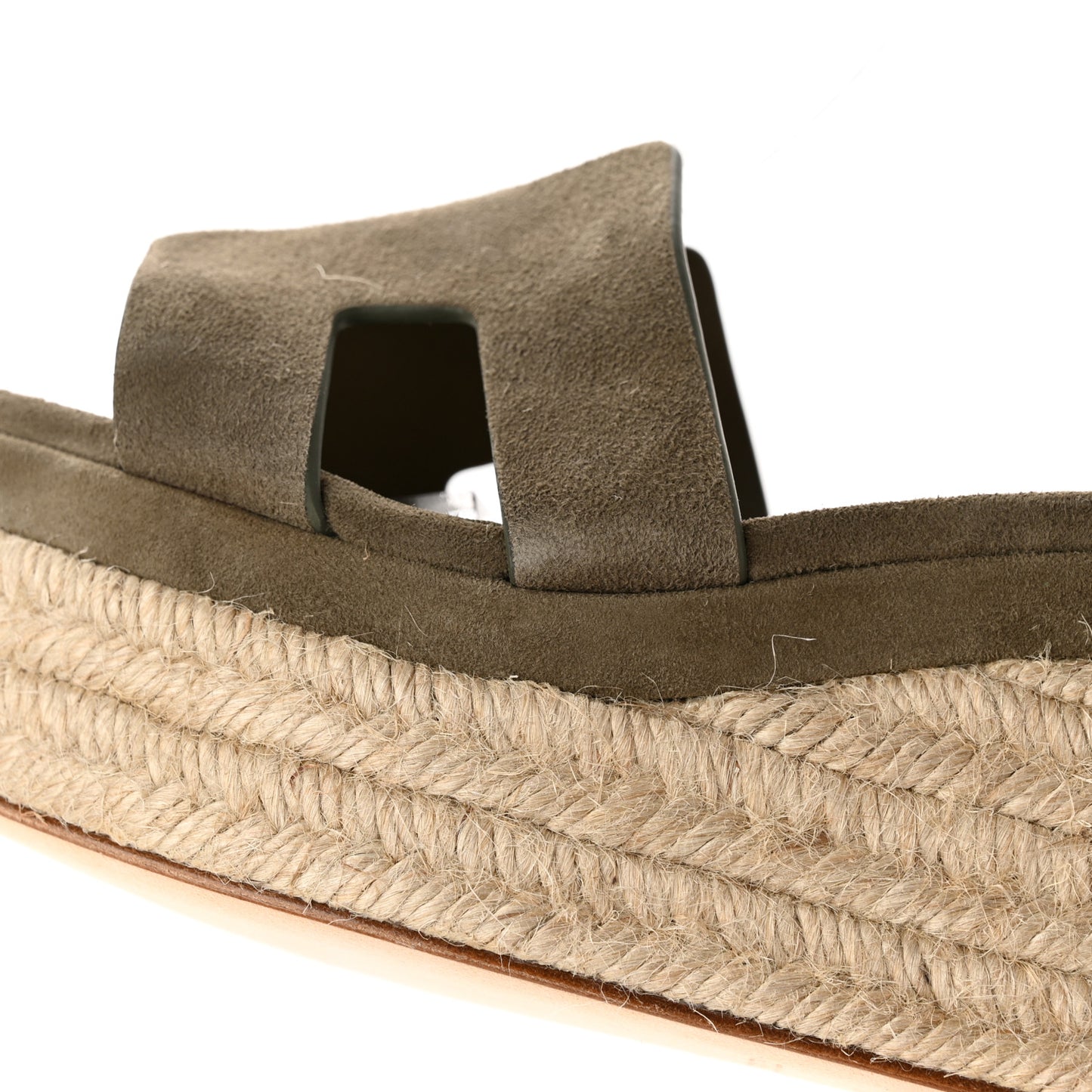 Suede Goatskin Elda Espadrille Wedge Sandals 37 Vert Toundra