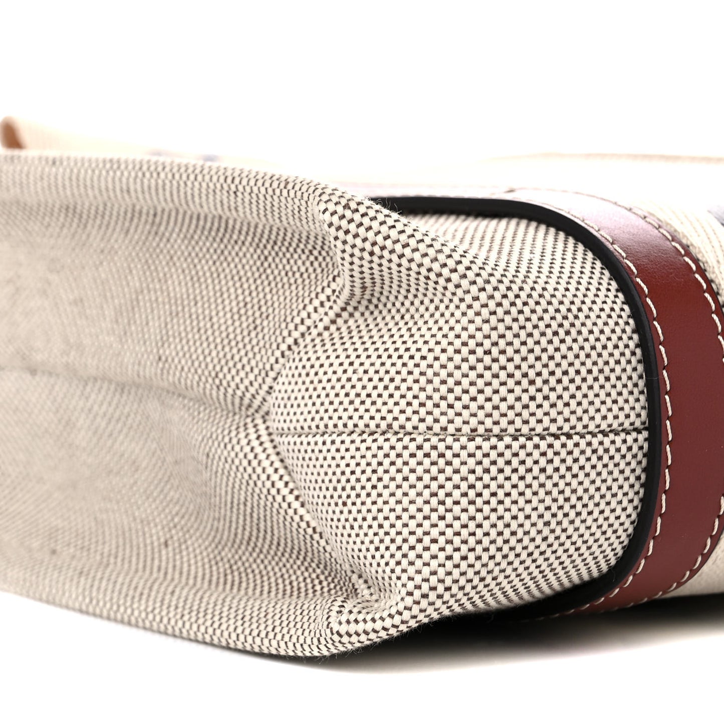 Cotton Calfskin Small Woody Ribbon Tote White Brown