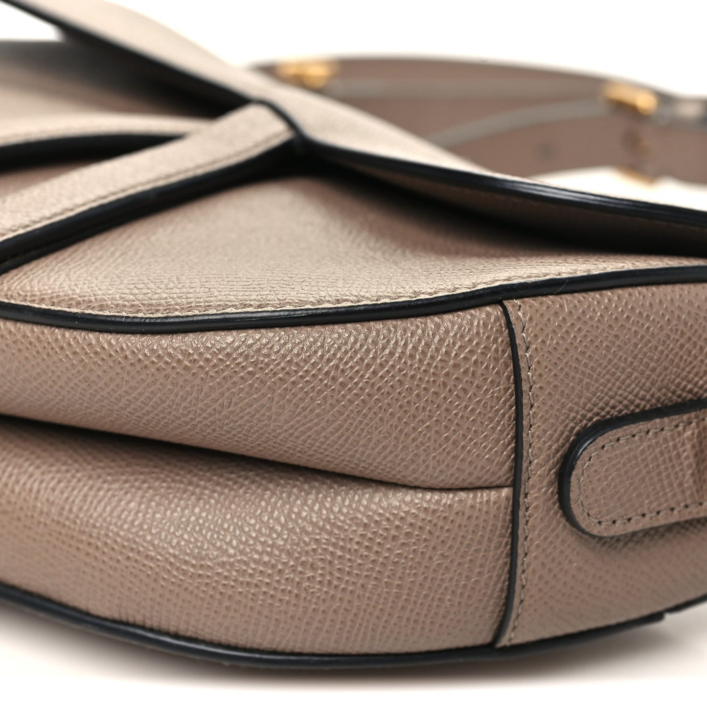 Grained Calfskin Saddle Bag With Strap Warm Taupe