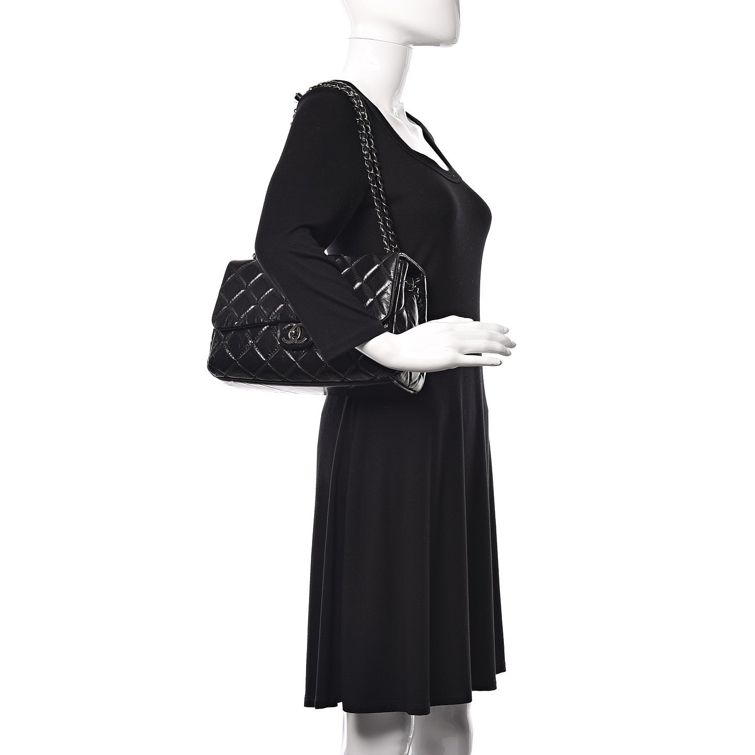 Chanel Glazed Calfskin Quilted Large Coco Soft Flap Black 2 of 12