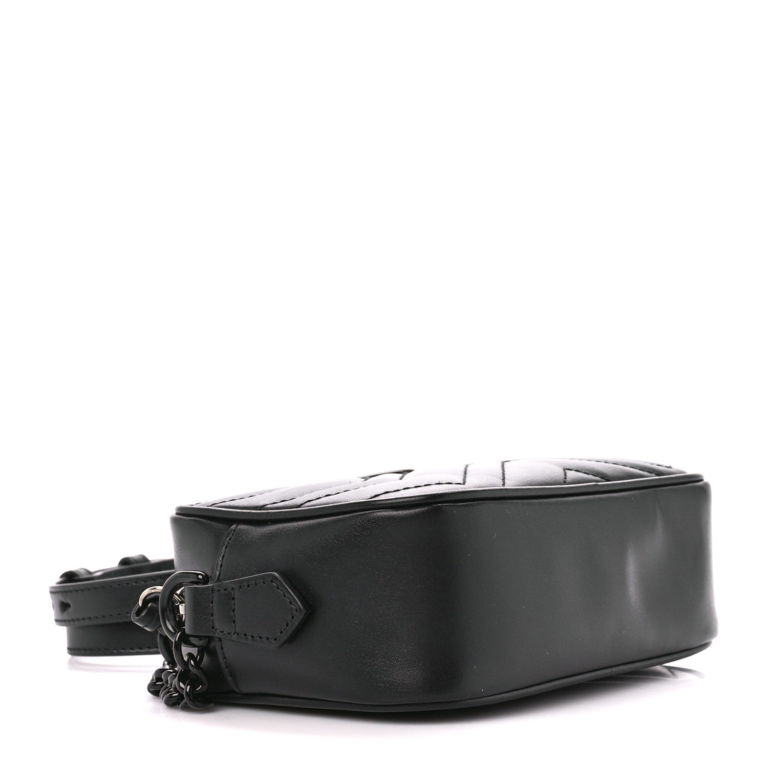 Gucci Calfskin Matelasse Monochrome Mini GG Marmont Chain Shoulder Bag Black 4 of 11