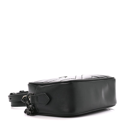 Gucci Calfskin Matelasse Monochrome Mini GG Marmont Chain Shoulder Bag Black 4 of 11