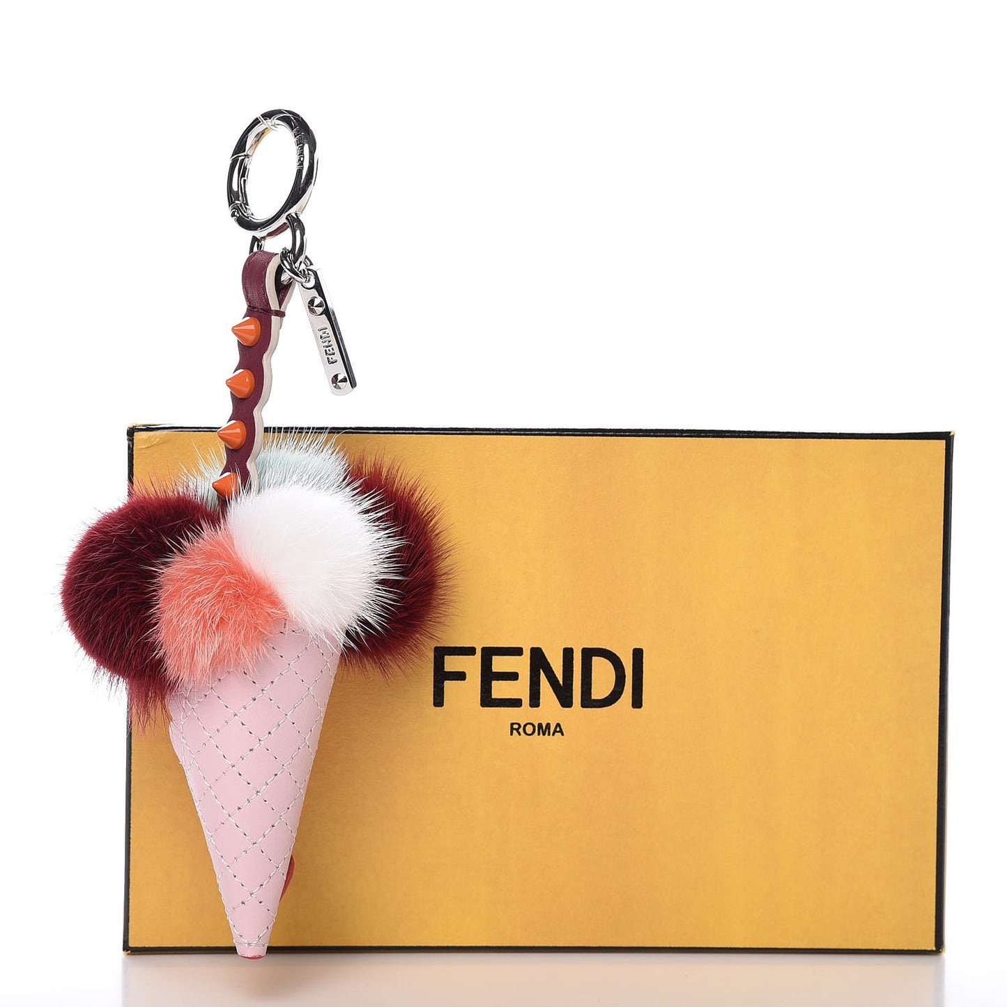 Mink Fur Calfskin Fun Fair Bag Charm Multicolor
